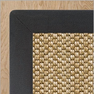 Heavy Rustic Latte Sisal with 2 Inch Charcoal Cotton Border 2.4(L) x 1.7(W)